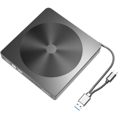 Slim USB DVD/CD Player Both USB-C and USB-A External Optical Drive