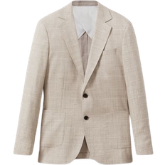 Beige Blazers Reiss Boxhill Slim Fit Blend Check Single Breasted Blazer - Oatmeal