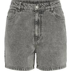 Pieces Abbi MW Denim Shorts - Light Grey Denim