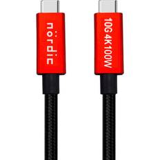 Nordic USBC-N1383 100W 10Gbps 4K60Hz 3.2 Gen2 USB C - USB C M-M 1.5m