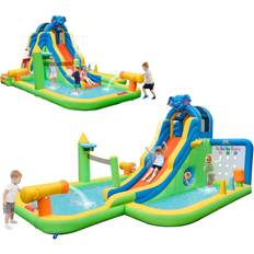 Fabric Water Slide Bountech Inflatable Water Slide Park with Splash Pool Tic Tac Toe Hide & Seek Cave