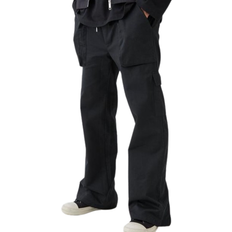 boohooMAN Hem Flared Cargo Pants - Black