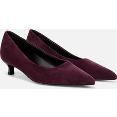 Naturalizer Kitten Pump Shoes, Deep Plum Purple Suede Leather, 11.0W Pointed Toe