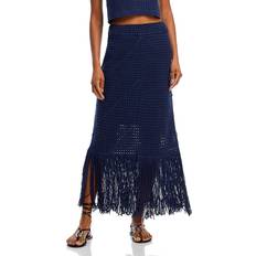 Aqua Skirts Aqua Crochet Fringe Maxi Skirt 100% Exclusive Navy