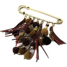Brown Brooches Les Trésors de Lily [P3680] Designer Brooch 'Altaï' golden brown