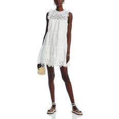 Aqua 3XL Dresses Aqua Cotton Eyelet Shift Dress 100% Exclusive White