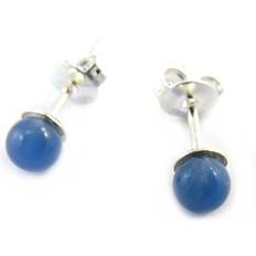 Agate Earrings Les Trésors de Lily [M7013] Blue agate 'Mineralia' earrings mm