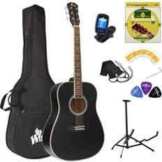 Acoustic Guitars Full Size, 4/4 Folk Guitar for Beginners Adults, Acoustic Steel-string Guitar Black 41 Inches）