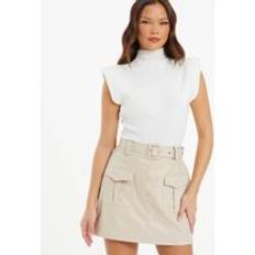 Grey - Skorts Skirts Quiz Faux Leather Skort Stone