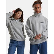 Prohibited Grå Sweatshirt Med Halv Lynlås Og Tekstlogo - Blå
