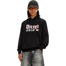 Diesel Hoodie con logo flock Felpe Uomo Nero