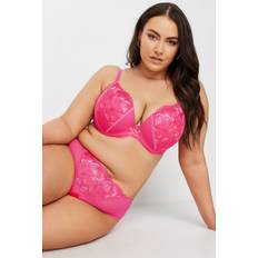 Yours Floral Padded Plunge Bra Pink