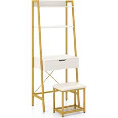 Costway Vanity Set with Top Stool-Golden Dressing Table