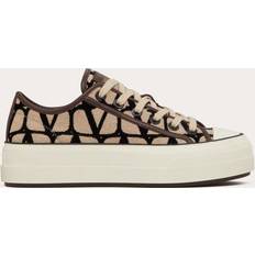 Valentino Garavani Women Trainers Valentino Garavani TOTALOOP TRAINER IN TOILE ICONOGRAPHE Woman BEIGE/BLACK