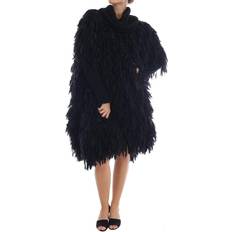 Shearling Tops Dolce & Gabbana Black Fringes Wool Pullover Sweater IT40 IT40 S