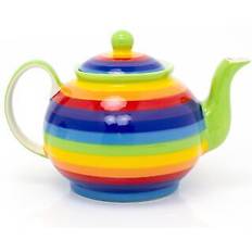 Carousel Home Hand Painted Rainbow Stripe Ceramic Large Teapot 0.98L