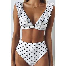 Damen Bikini-Sets Angelsin Polka Dot Bikini Set Weiß