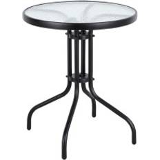 Glass Garden Table Mesa De Jardín 60 cm - Vidrio Templado - Negro