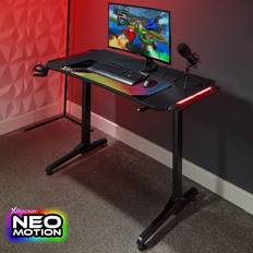 X-Rocker gaming desk led lights 110cm wide computer mousepad panther rgb