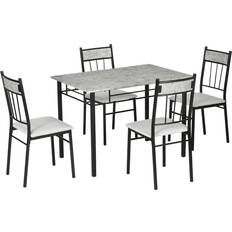 Homcom Modern Light Grey Dining Set 70x107cm 5pcs