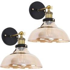 Lighting ValueLights Steampunk Style Black/Gold Wall light 2pcs