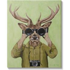 Stupell Industries Funny Cute Deer Binoculars Camera Brown/Green Wall Decor 24x30"