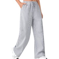 Shein EZwear Women's Grey Vertical Stripe Pants