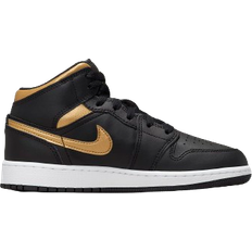 Nike Air Jordan 1 Mid GS - Black/White/Metallic Gold