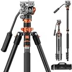 Camera Tripods K&F Concept 83 inch/211cm Camera Video Tripod for DSLR Compact Aluminum Tripod with Fluid Head and 5KG Load for Travel and Work K234A7 FH-03