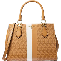 Michael Kors Marilyn Medium Logo Stripe Satchel - Pl Pnut Mlt