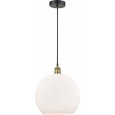 Innovations Lighting Athens Black Antique Brass/Matte White Pendant Lamp 14"