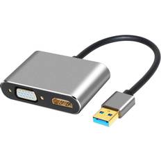 Nordic USB-VGAHD USB A - HDMI/VGA Adapter M-F 0.1m