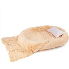Costway Human Dog Bed with Soft Blanket Plump Pillow-Brown