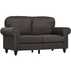 Homcom Nailhead Trim Dark Brown Sofa 156cm 2 Seater