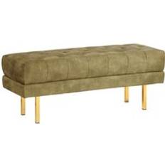 Velours Banquettes Beliani De Lit Rembourré Glam Pouf Pieds En Métal Doré Vert Olive Roseville Banquette