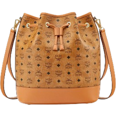 MCM Dessau Drawstring Bag In Visetos Large - Cognac