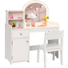 White Dressing Tables Costway Kids Vanity Set Dressing Table