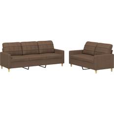 Soffgrupper - Textil Soffor vidaXL 3201309 Brown Soffa 198cm 2st