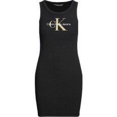 Calvin Klein Kurze Kleider Calvin Klein Ribbed Monogram Tank Dress - Ck Black