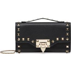 Valentino Garavani Leather Rockstud Chain Wallet - black One