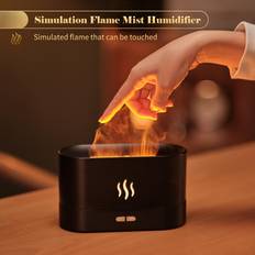Tomtop Jms Simulation Flame Mist Humidifier 2 Brightness Night Light Quiet Cool Desktop USB Humidifier
