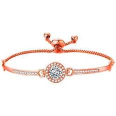 Jones Rose gold plated halo friendship bracelet created with zircondiaÂ crystals