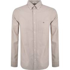 Gant Beige Shirts Gant Oxford Long Sleeved Shirt Beige