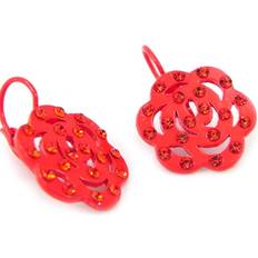 Red Earrings Les Tresors De Lily [H0799] Red 'Camélia' Designer Sleepers