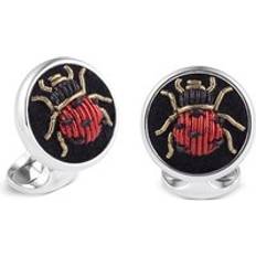 Silver Plated Cufflinks Deakin & Francis Cufflinks Sterling Silver Embroidered Ladybird Silver