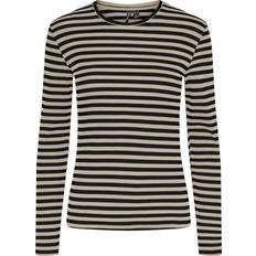 Stretch - Voksen Bluser Pieces dame top PCRUKA Silver Mink BLACK