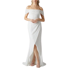 Coast Draped Bardot Cap Sleeve Wrap Skirt Wedding Dress - Ivory