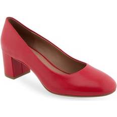 Shoes Aerosoles Ebel Block Heel Pump Wide Width Available in Racing Red Leather