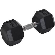 15kg rubber dumbbells Homcom Single Rubber Hex Dumbbell Portable Hand Weights for Home Gym 15kg