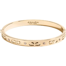 Jewelry Coach Signature Hinged Bangle - Gold/Transparent